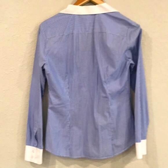👍$5/Bundle H&M Women Contrasting Collar & Cuffs Button Blouse Sz 10 100% Cotton - Picture 3 of 10